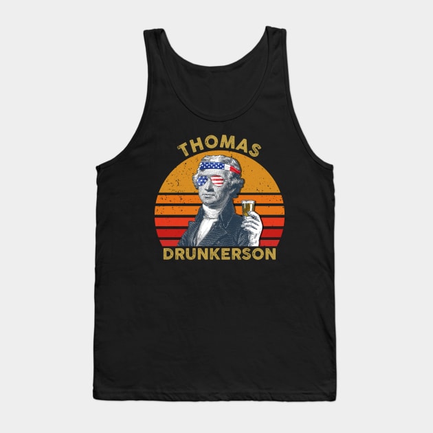 Vintage USA President Drinking Thomas Drunkerson 4th Of July American Flag Tank Top by for shop